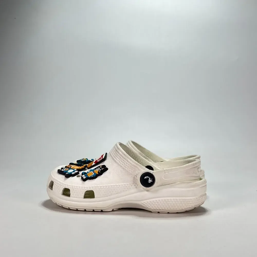 Crocs Classic Clog White Jibbitz Charms Comfort Slip On Shoes 206991 Kids Sz 12